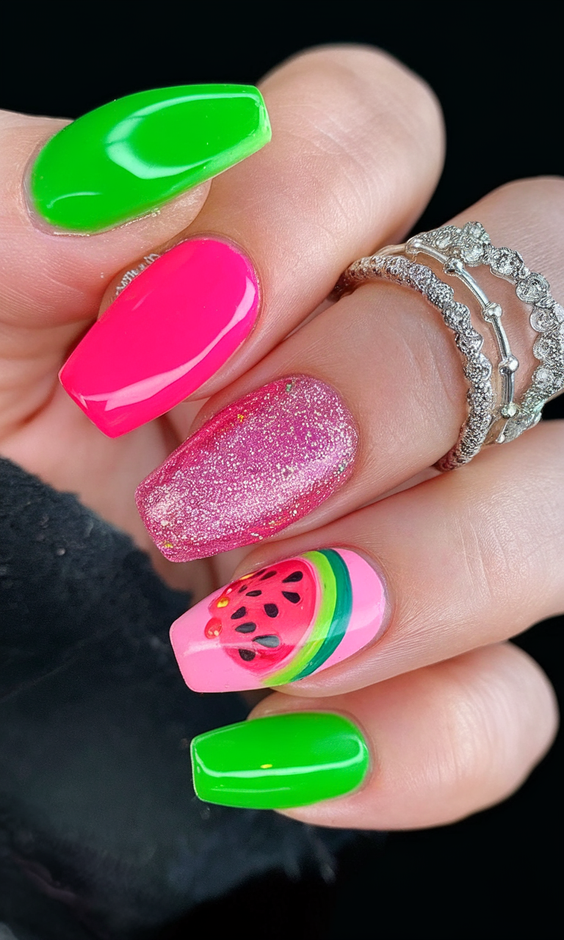 Fresh Watermelon Nails Ideas 2025 That Make Every Summer Outfit Pop with Color and Personality