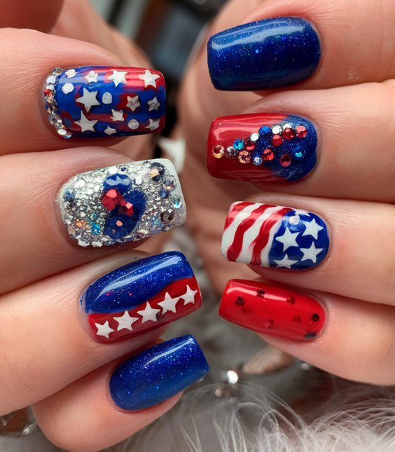 Patriotic Nails Design Ideas 2025: Red, White & Blue Trends for Summer Glamour