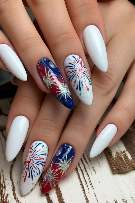 Celebrate with Sparkling Ombre Fourth of July Nails Ideas 2025 for a Festive Summer Manicure