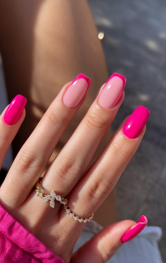 Summer Pink Nails Ideas 2025 to Match Your Skirt Outfit and Solid Gel Toenails for Vacation