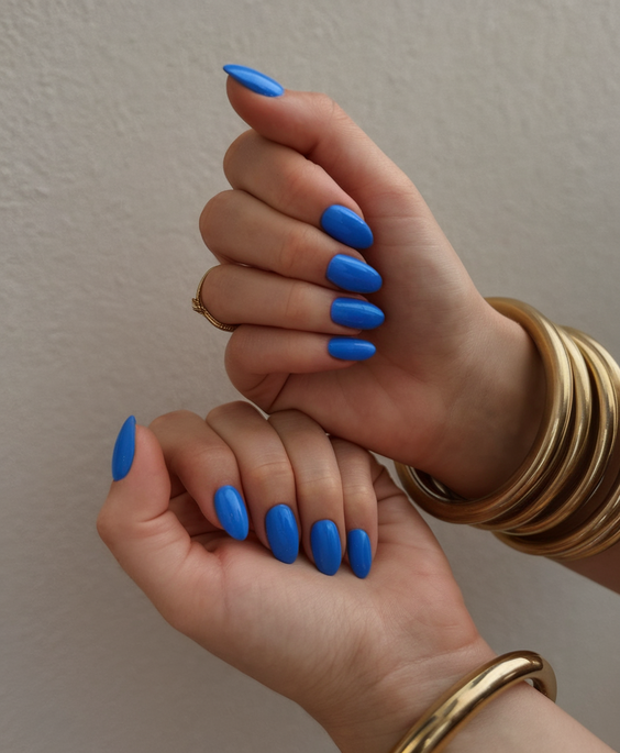 Bright Summer Blue Nails Ideas 2025 for Beach Vacations, Almond Shapes, and Simple Square Designs