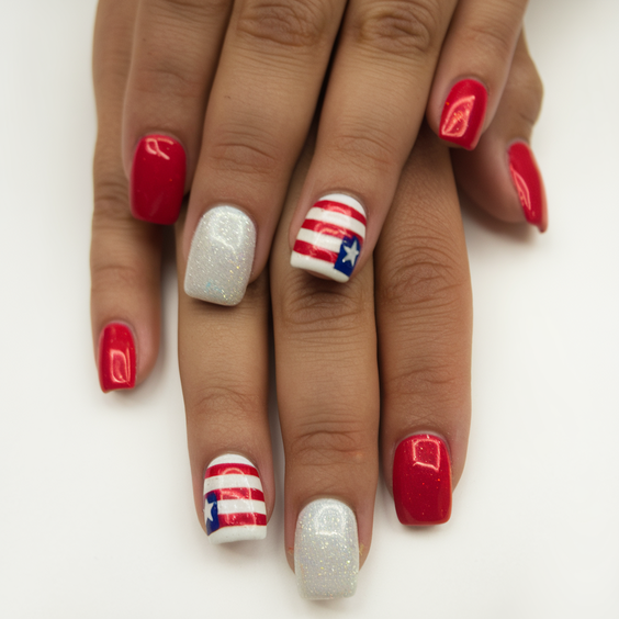 Celebrate with Sparkling Ombre Fourth of July Nails Ideas 2025 for a Festive Summer Manicure