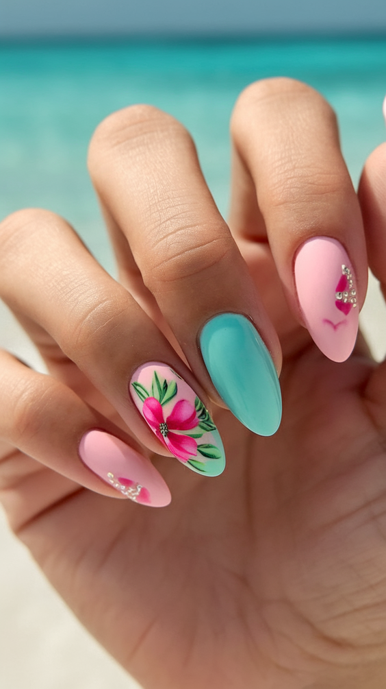 Bright Summer Nail Inspo 2025 with Bold Neon Colors and Pastel Florals for All Nail Shapes