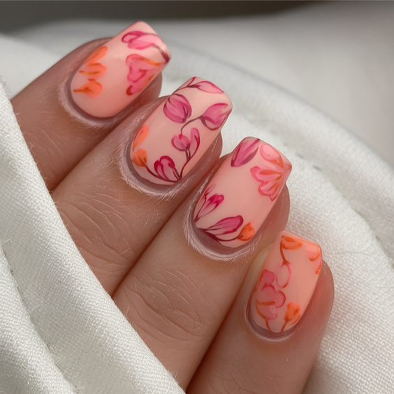 Summer Flower Nails Ideas 2025 for Every Style from Hibiscus to Pink and Orange Acrylic Looks