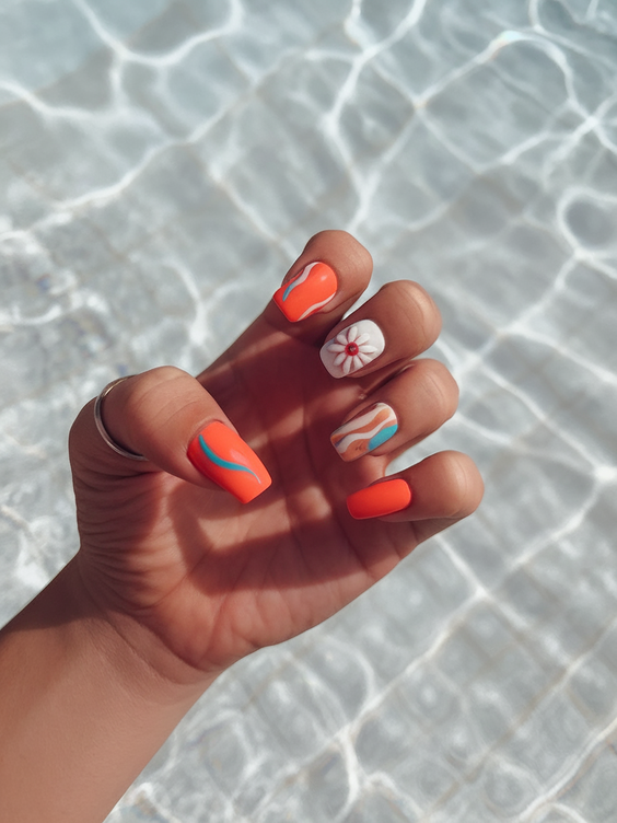 Tropical Sunset and Palm Tree Hawaii Nails Ideas 2025 for Vibrant Summer Vibes