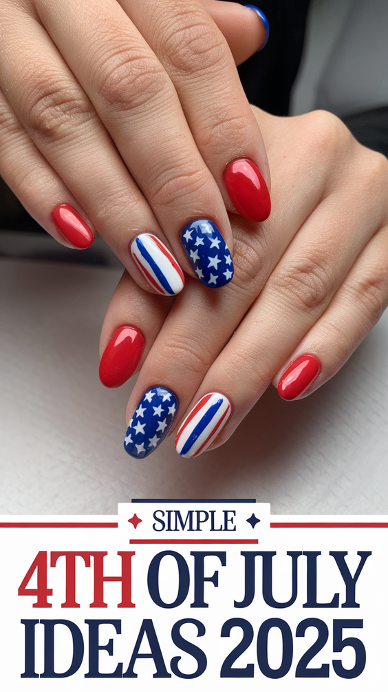 Simple 4th of July Nails Ideas 2025 for Easy Patriotic Manicures Anyone Can Do at Home