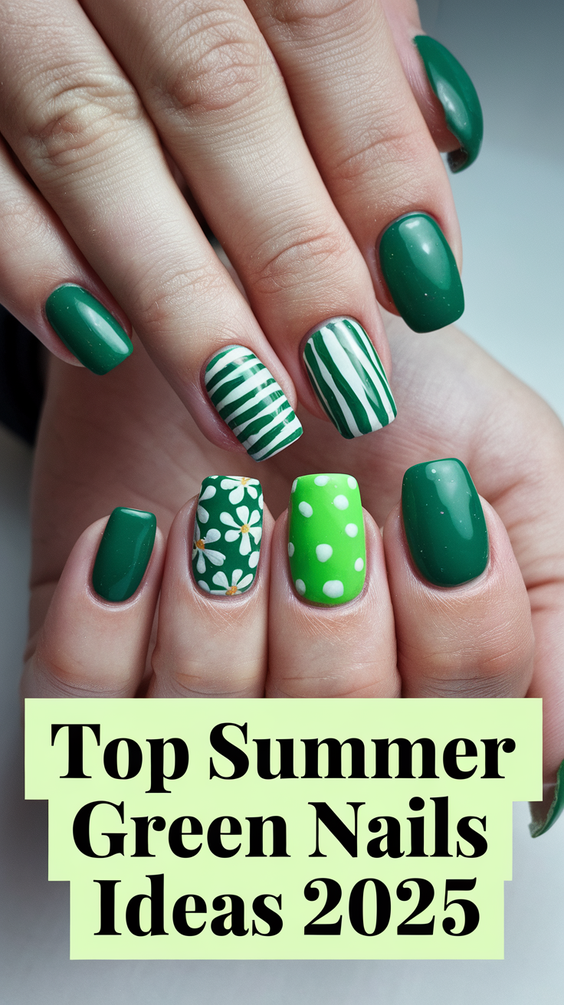 Summer Green Nails Ideas 2025: Bold Designs, Pretty Art, Simple Square, Neon Colors, and Almond Shape Trends