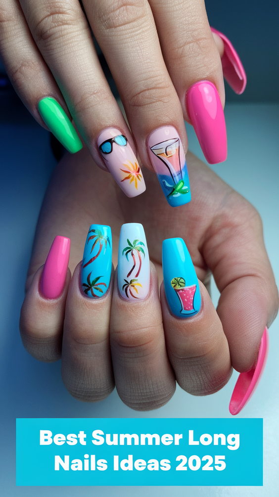 Summer Long Nails Ideas 2025: Stunning Acrylic and Gel x Looks in Almond, Square, and Stilleto Styles