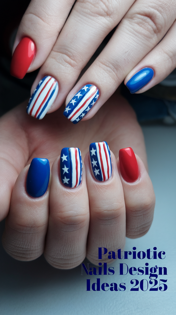 Patriotic Nails Design Ideas 2025: Red, White & Blue Trends for Summer Glamour