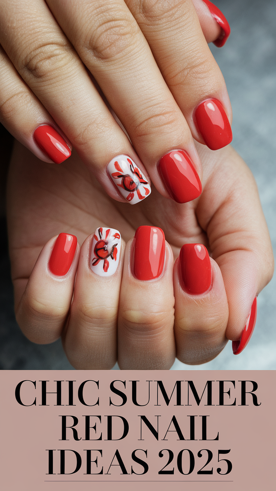 Bold and Glossy Summer Red Nail Ideas 2025 That Match Every Hair Outfit, Top, or Skirt You Wear