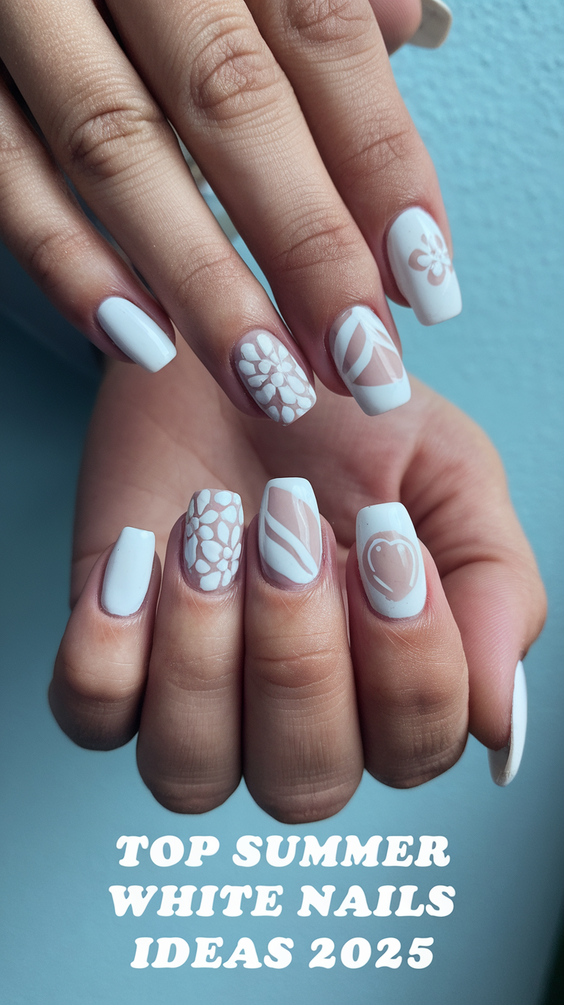 Summer White Nails Ideas 2025: Elegant Square and Almond Styles for Every Skin Tone