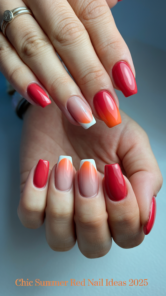 Bold and Glossy Summer Red Nail Ideas 2025 That Match Every Hair Outfit, Top, or Skirt You Wear