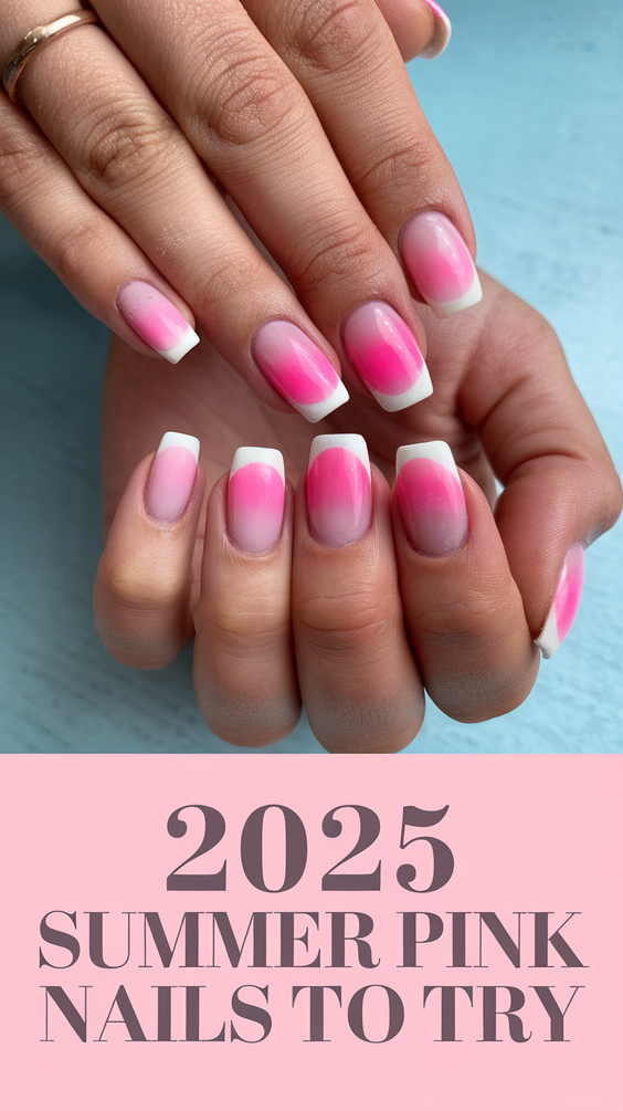Summer Pink Nails Ideas 2025 to Match Your Skirt Outfit and Solid Gel Toenails for Vacation