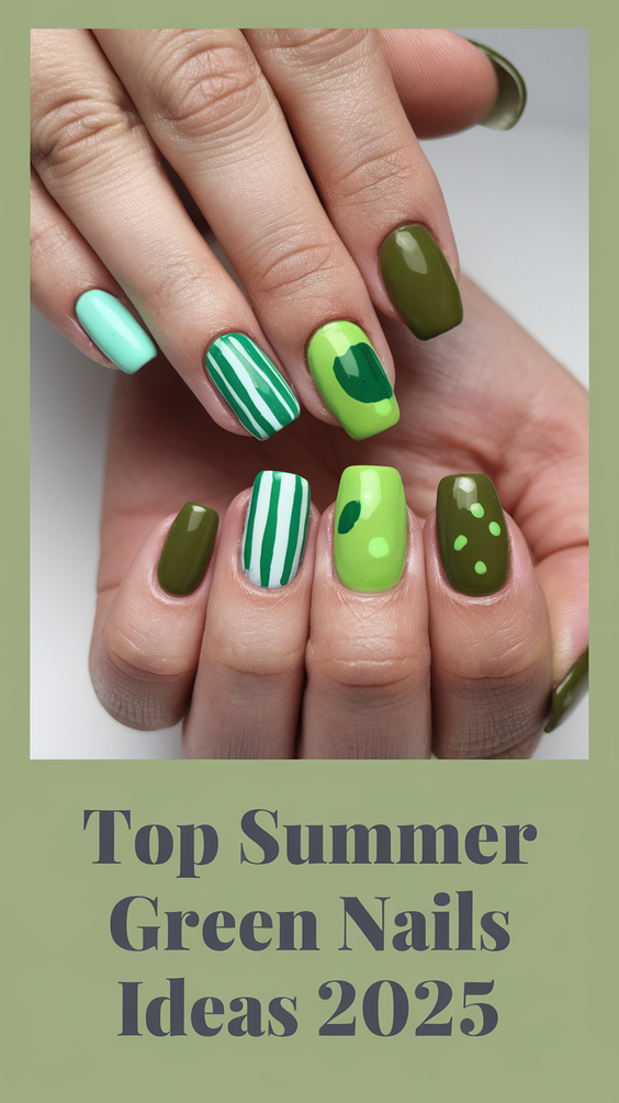 Summer Green Nails Ideas 2025: Bold Designs, Pretty Art, Simple Square, Neon Colors, and Almond Shape Trends