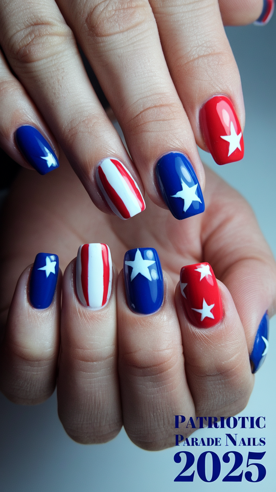 Celebrate with Sparkling Ombre Fourth of July Nails Ideas 2025 for a Festive Summer Manicure