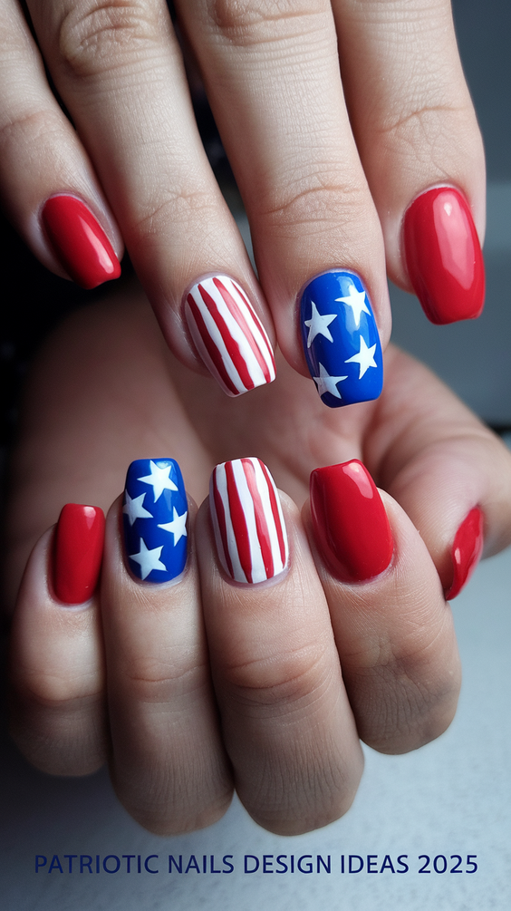 Patriotic Nails Design Ideas 2025: Red, White & Blue Trends for Summer Glamour