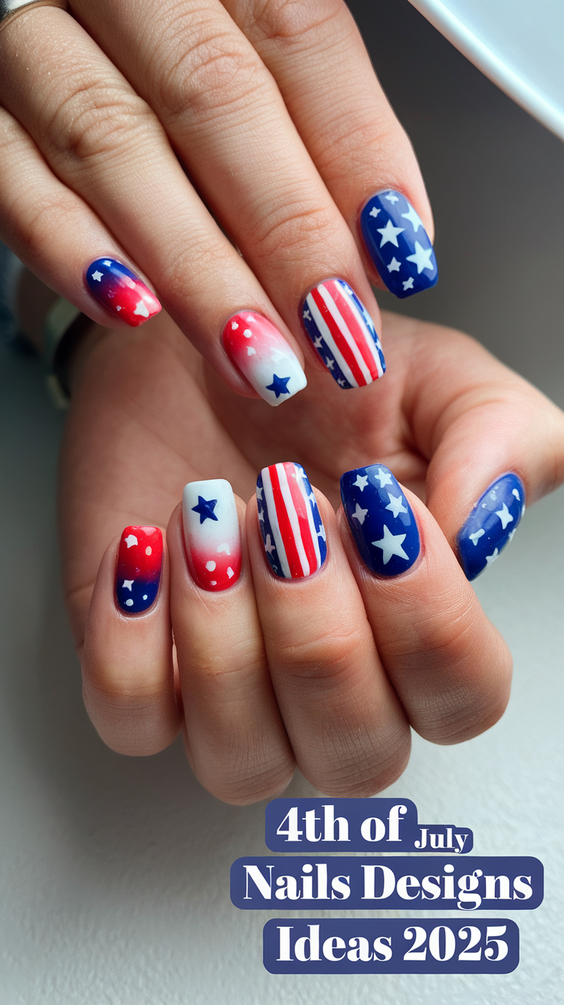 Fourth of July Nails Designs Ideas 2025: Creative Patriotic Nail Art for Summer Parties and Fireworks