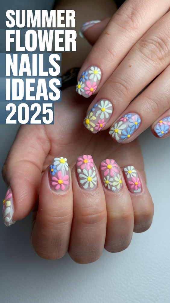 Summer Flower Nails Ideas 2025 for Every Style from Hibiscus to Pink and Orange Acrylic Looks