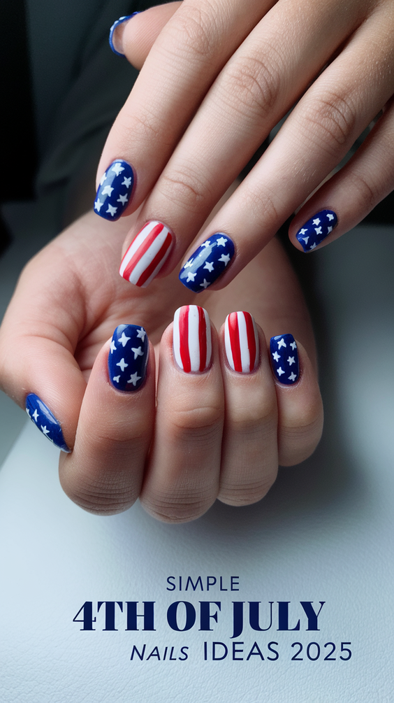 Simple 4th of July Nails Ideas 2025 for Easy Patriotic Manicures Anyone Can Do at Home