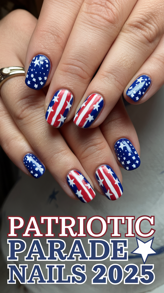 Celebrate with Sparkling Ombre Fourth of July Nails Ideas 2025 for a Festive Summer Manicure
