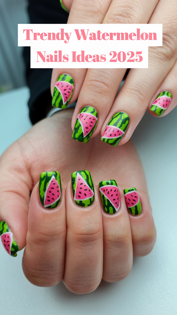 Fresh Watermelon Nails Ideas 2025 That Make Every Summer Outfit Pop with Color and Personality