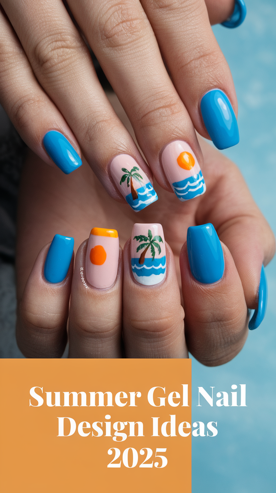 Summer Gel Nail Design Ideas 2025 with Bold Color Combos, Shapes, and Artistic Details