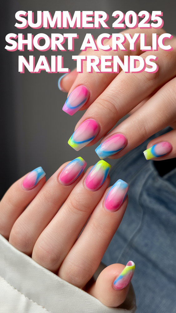 Summer Short Acrylic Nails Ideas 2025: Bright Colors, Neon Art, and Trendy Simple Designs for Hot Weather