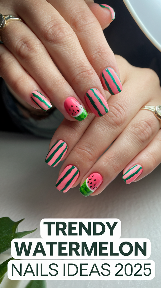 Fresh Watermelon Nails Ideas 2025 That Make Every Summer Outfit Pop with Color and Personality