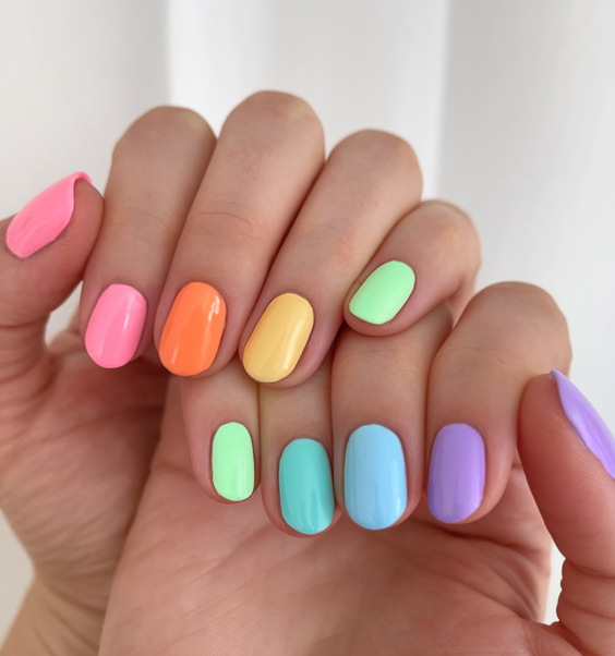 Bold End of Summer Nails Ideas 2025 with Almond French, Acrylic Pink, and Vibrant Gel Colors
