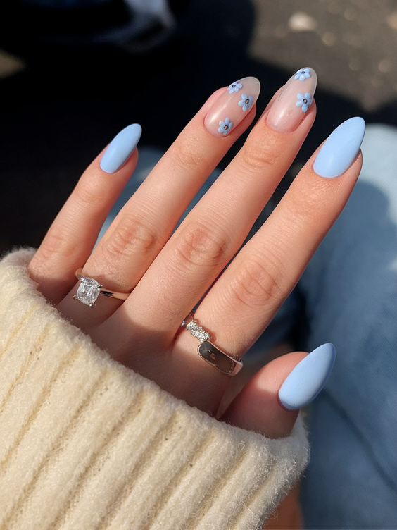 Chic Blue Swirl Nails for Your First Day of School Style 2025