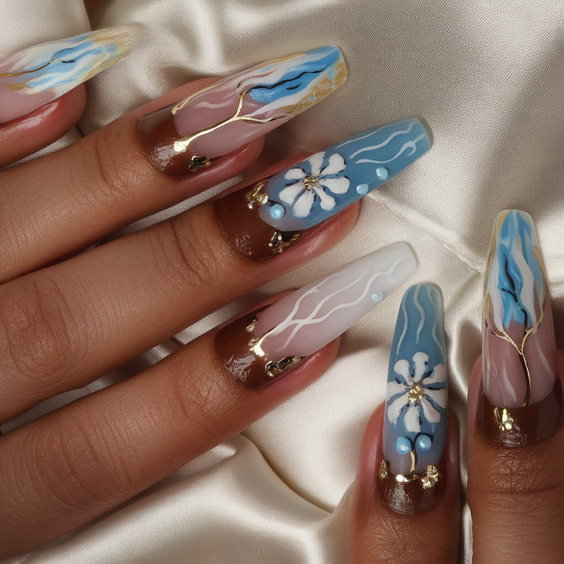 Ocean Vibe Nails Ideas 2025: Fresh Designs for a Simple, Chic, and Blue-Inspired Summer Manicure