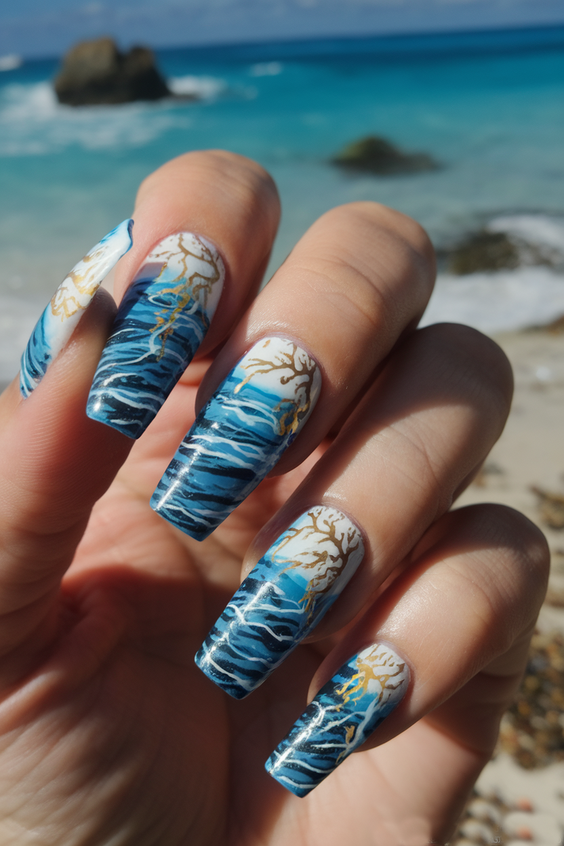 Ocean Vibe Nails Ideas 2025: Fresh Designs for a Simple, Chic, and Blue-Inspired Summer Manicure