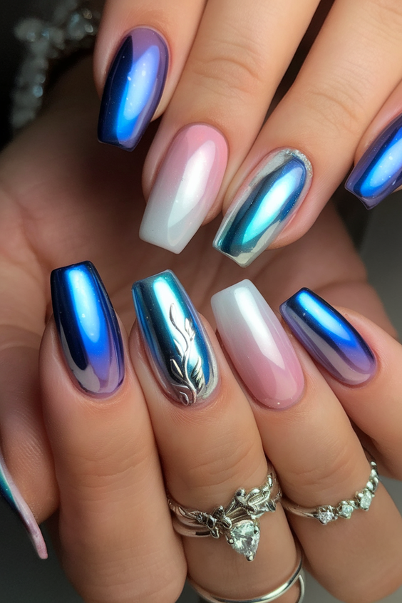 Cotton Candy Chrome Nails: The Prettiest Pink, Blue, and White Designs for Almond and Square Nails 2025