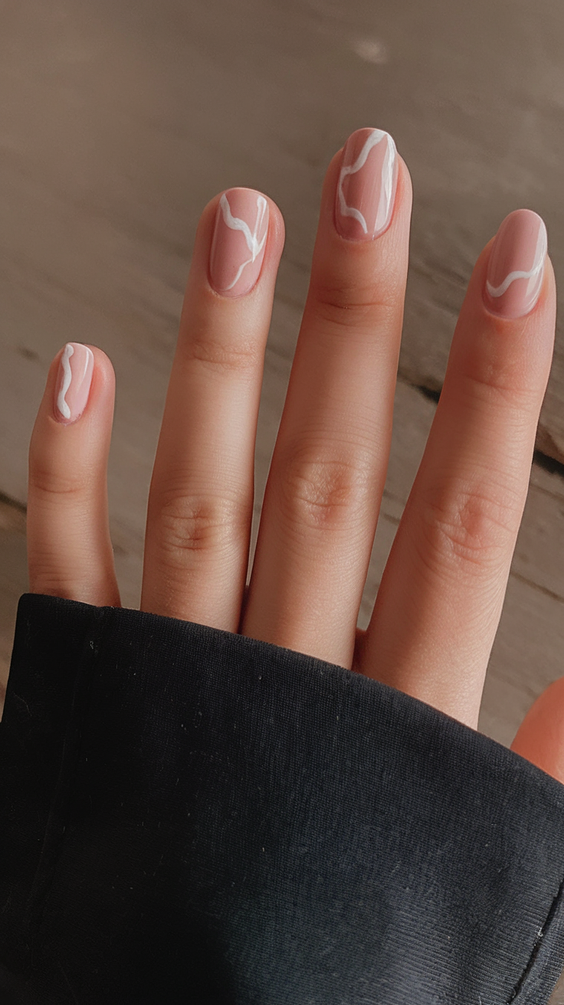 Chic Blue Swirl Nails for Your First Day of School Style 2025