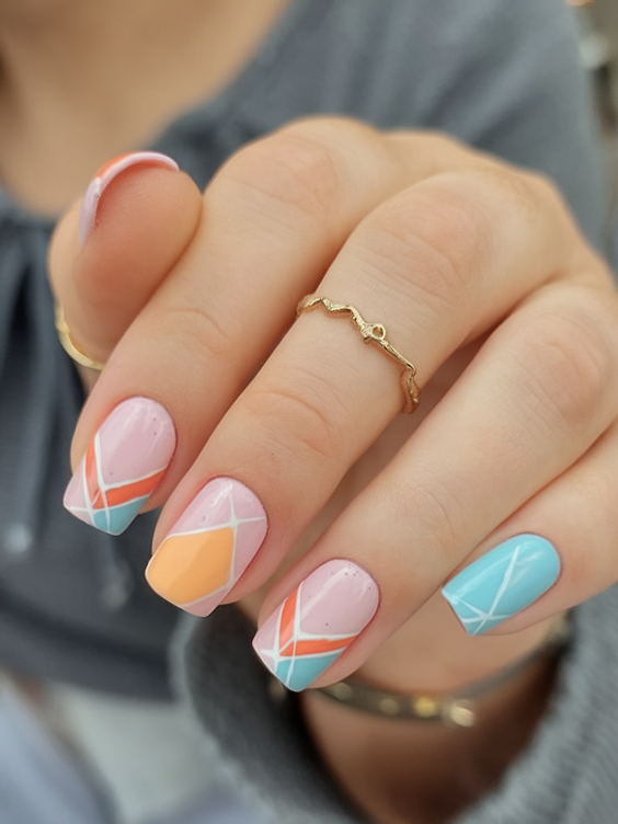 Chic Blue Swirl Nails for Your First Day of School Style 2025