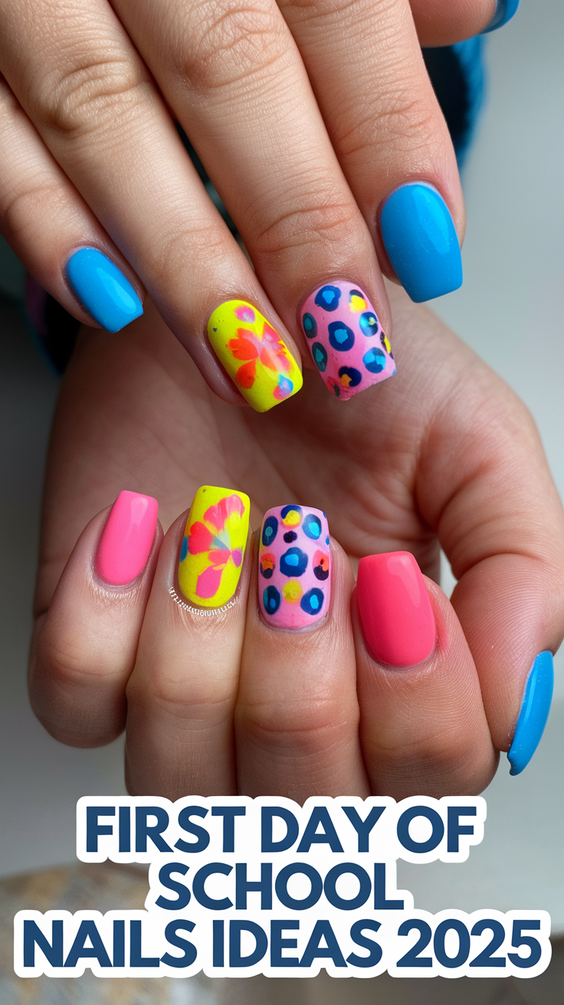 Chic Blue Swirl Nails for Your First Day of School Style 2025