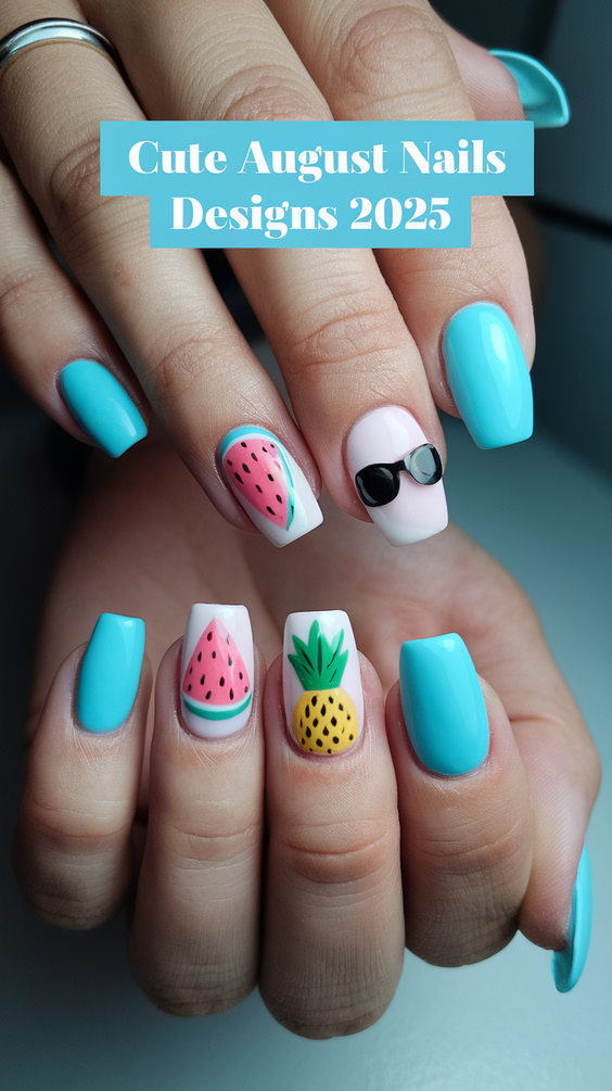 Nail Designs to Try in August 2025: Bright, Simple, and Cute August Nails Designs Short Square Ideas