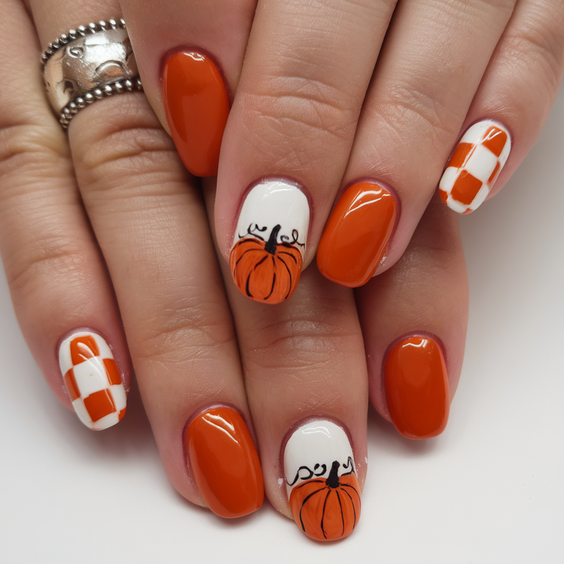 Cute and Fun Fall 2025 Nail Designs with Pumpkins, Plaid, and Leaves to Inspire Your Seasonal Look