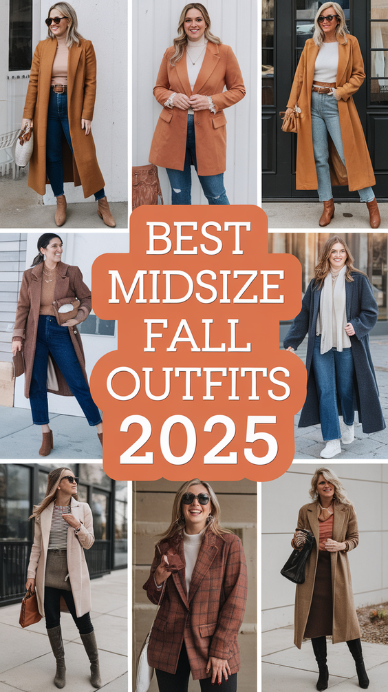 Midsize Fall Outfits 2025: Trendy Casual, Dressy, and Work Looks for Women Size 12 and Up
