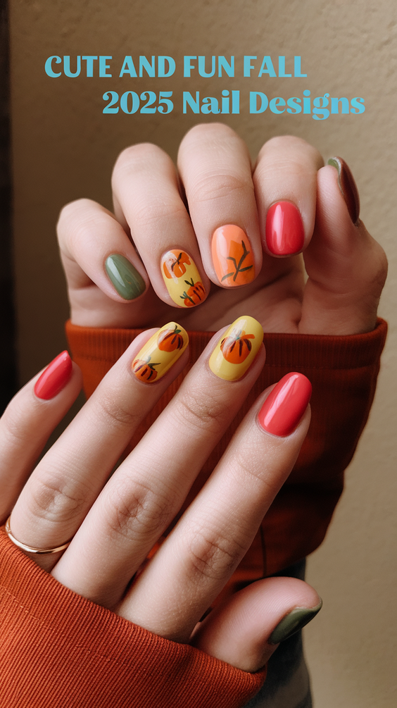 Cute and Fun Fall 2025 Nail Designs with Pumpkins, Plaid, and Leaves to Inspire Your Seasonal Look