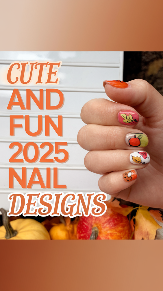 Cute and Fun Fall 2025 Nail Designs with Pumpkins, Plaid, and Leaves to Inspire Your Seasonal Look