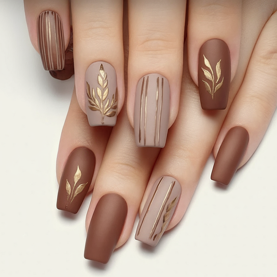 Elegant Designs for Fall Ballerina Nails 2025 That Embrace Gold, Matte, and Autumn Leaf Art