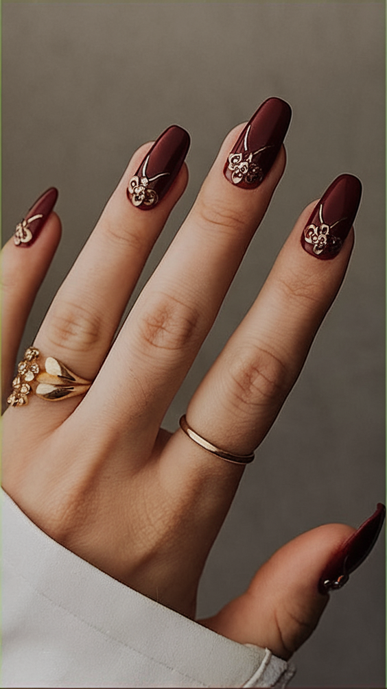 Elegant Designs for Fall Ballerina Nails 2025 That Embrace Gold, Matte, and Autumn Leaf Art
