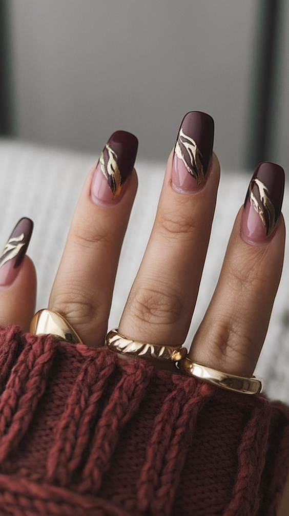 Elegant Designs for Fall Ballerina Nails 2025 That Embrace Gold, Matte, and Autumn Leaf Art