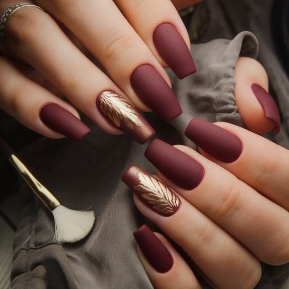 Elegant Designs for Fall Ballerina Nails 2025 That Embrace Gold, Matte, and Autumn Leaf Art