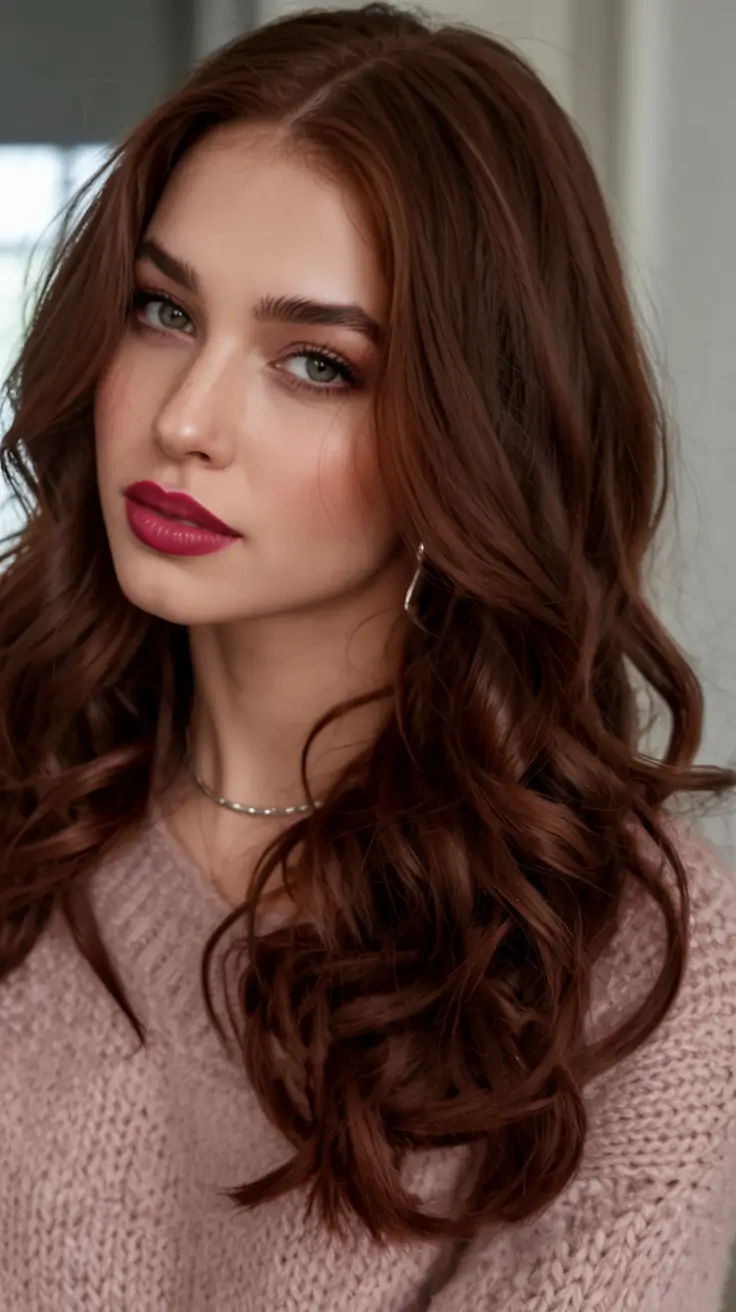 Auburn Winter Hair Colors 2025–2026 Trends Deep Auburn Curls With Cozy Volume