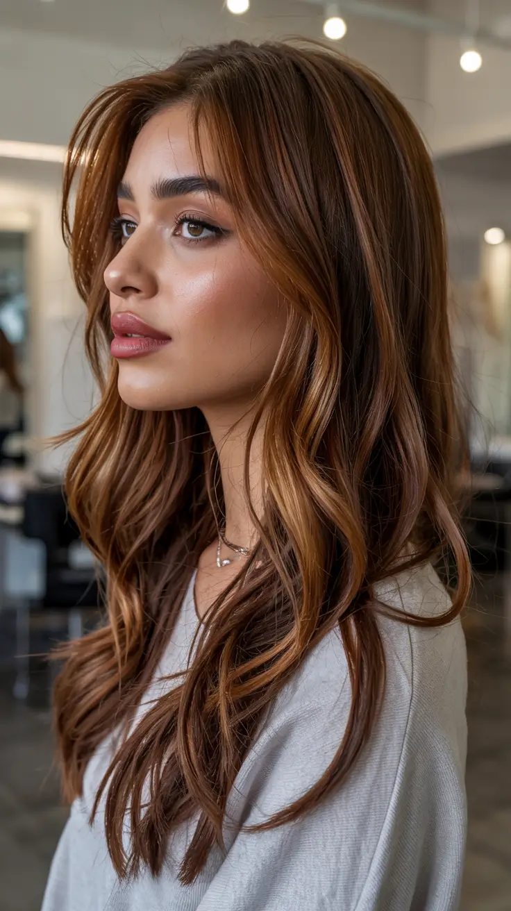 Auburn Winter Hair Colors 2025–2026 Trends Auburn Balayage With Sunlit Warmth
