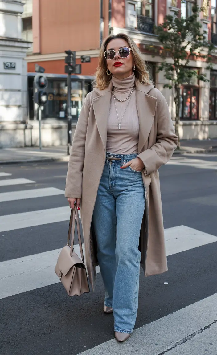 classy winter outfits Timeless Denim with Elevated Layers