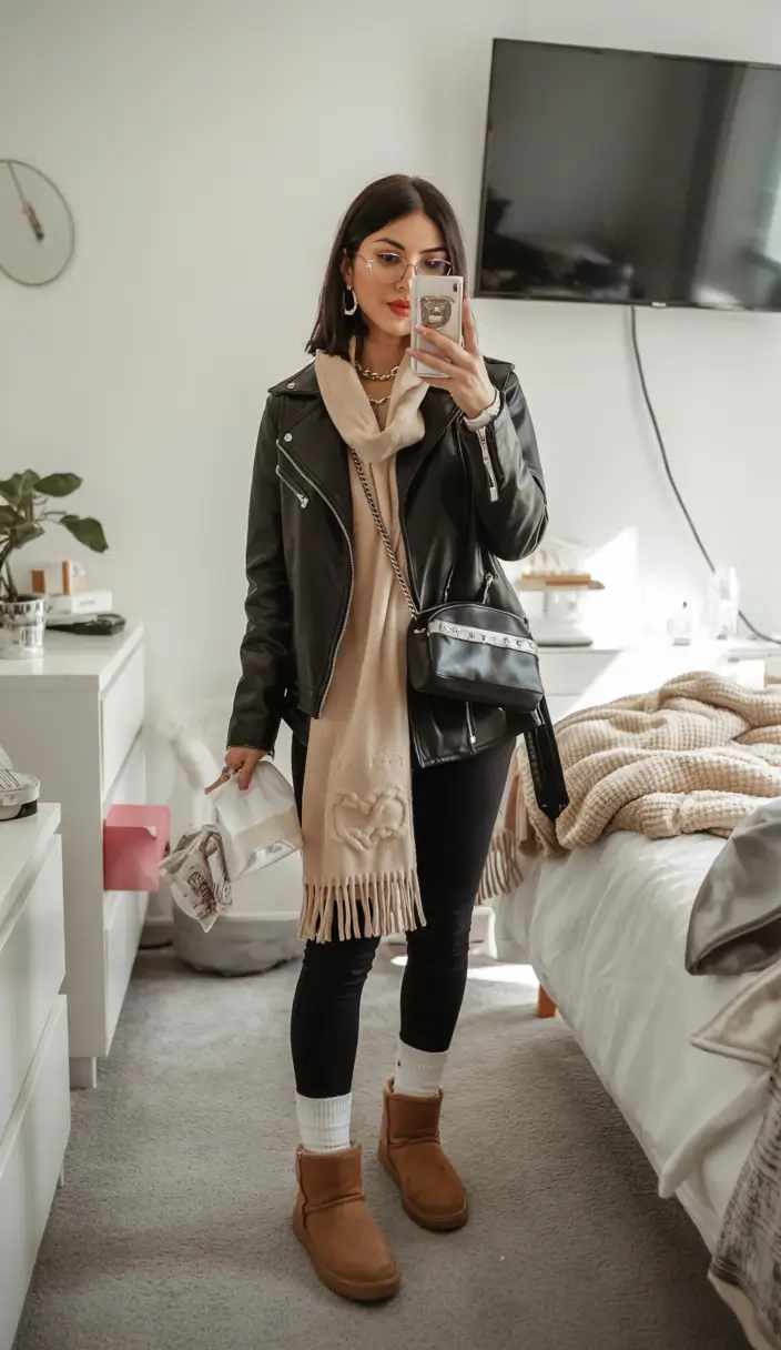 Comfy Winter Outfits Baddie-Inspired Comfort in Black and Beige