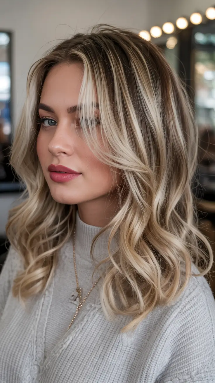 cute winter haircuts Blended Blonde Layers with Face Framing